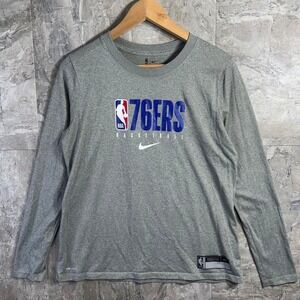 Philadelphia 76ers Sweatshirt Men's Large  Gray Nike Engineered Crewneck Active